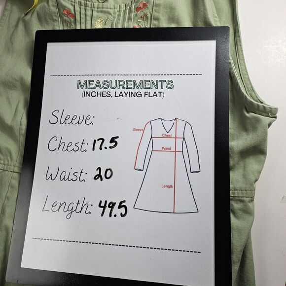 Vintage Christopher & Banks Dress with Jacket Green Embroidered Floral Size 10 - Picture 8 of 8